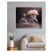 Obrazy na stěnu - Kolo s košíkem růží Rozměr: 80x100 cm, Rámování: vypnuté plátno na rám