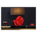 Estila Designová stolní lampa Sidoria s červenou podstavou ve tvaru ryby s černým kulatým stínít