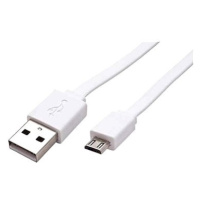 ROLINE USB 2.0 - USB A(M) -> micro USB B(M), 1m, plochý, bílý