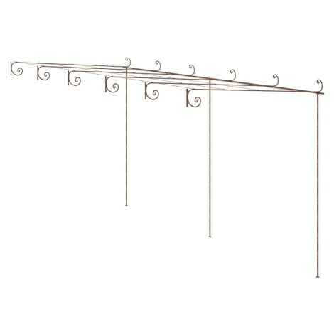 vidaXL Zahradní pergola hnědá s patinou 6 x 3 x 2,5 m železná