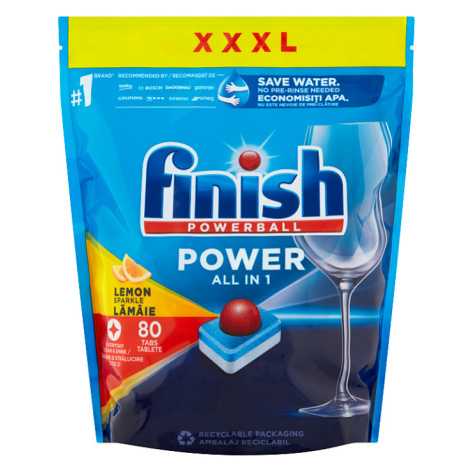 Finish Power All in 1 tablety do myčky nádobí Lemon Sparkle 80 ks 1280g