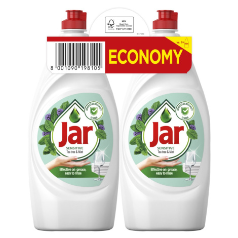 Jar Sensitive Prostředek na nádobí Tea Tree & Mint 2x900 ml