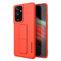 Wozinsky Kickstand Case silikonové pouzdro se stojánkem Samsung Galaxy S21 Ultra 5G červené