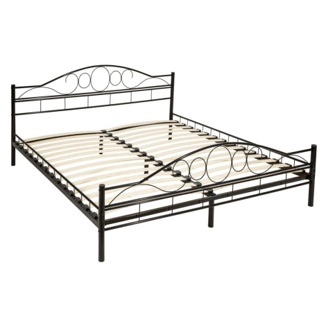 tectake 404515 kovová postel dvoulůžková romance včetně lamelových roštů - černá/černá - černá/č