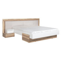 Dřevěná postel Naremo 160x200, ořech, bílá, bez matrace