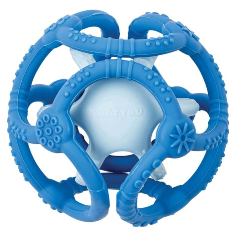 Natty Kousátko silikonová míč 2v1 bez BPA 10 cm modrá Nattou