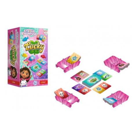 Hra Šťastná Gabby/Gabby´s Dollhouse společenská hra v krabici 14,5x26x10cm Trefl