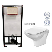DEANTE Podomítkový rám, pro závěsné WC mísy bez tlačítka + WC CERSANIT CLEANON CARINA + SEDÁTKO 
