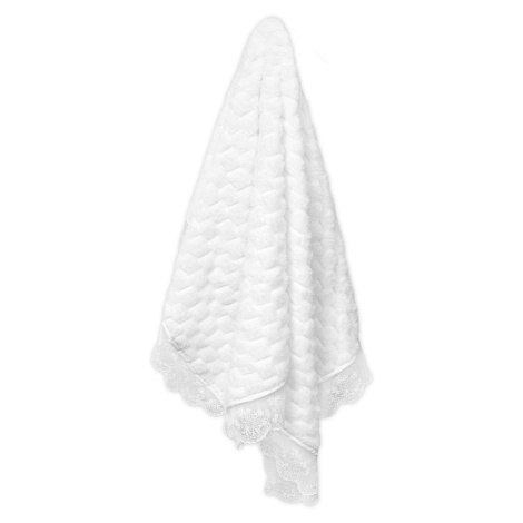 Baby Nellys Dětská luxusní deka s krajkou Angel, 90x80 cm, bílá