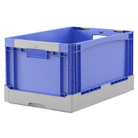 BITO Skládací box EQ, s průchozími rukojeťmi a hladkým dnem, d x š x v 600 x 400 x 320 mm, modrá