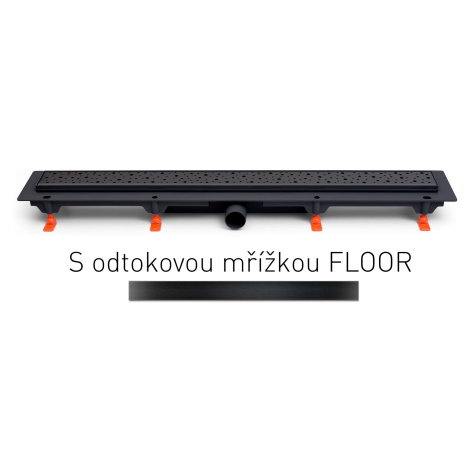 Chuděj Lineární plastový žlab MCH černý 850 mm,boční D40,klasik/floor černá (hladký rošt nebo vl