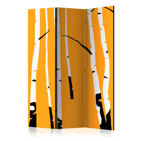 Paraván Birches on the orange background Dekorhome 225x172 cm (5-dílný) Artgeist
