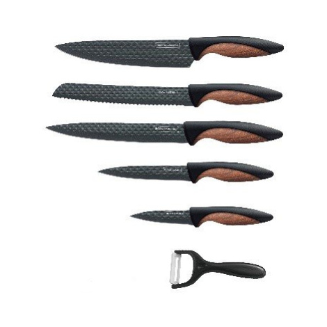 5dílná sada kuchyňských nožů s nepřilnavým povrchem a se škrabkou Royalty Line RL-DC5D / černá/m