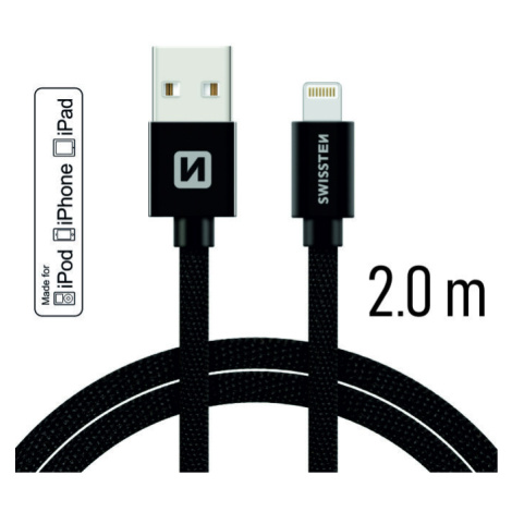 Datový kabel Swissten Textile USB /  Lightning MFi 2,0m,  black