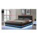 Manželská postel s bílým osvětlením birget new 180x200cm - černá