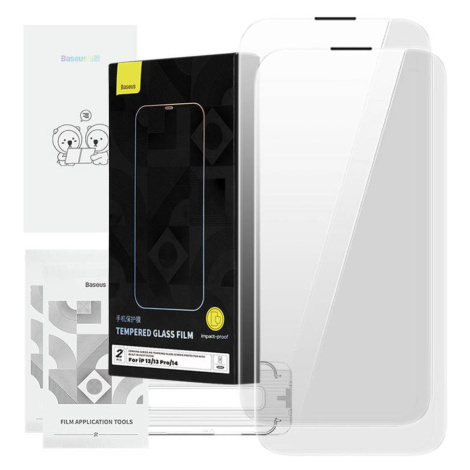 Baseus Tvrzené sklo Corning Baseus pro iPhone 13/13 Pro/14 se zabudovaným prachovým filtrem