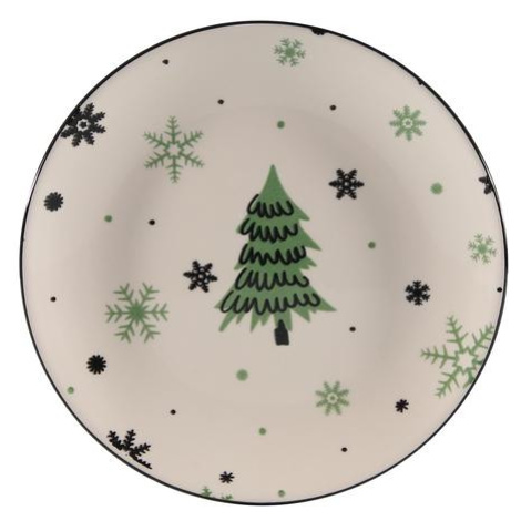Vánoční keramický dezertní talíř 19cm stromeček Kitos