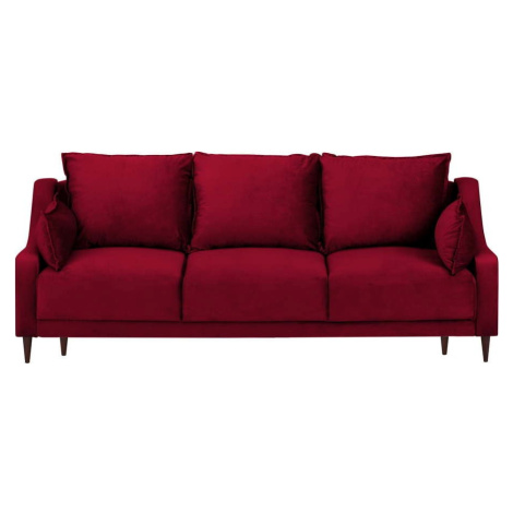 Červená sametová rozkládací pohovka s úložným prostorem Mazzini Sofas Freesia, 215 cm
