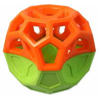 Hračka Dog Fantasy míč s goemetrickými obrazci pískací oranžovo-zelená 8,5cm