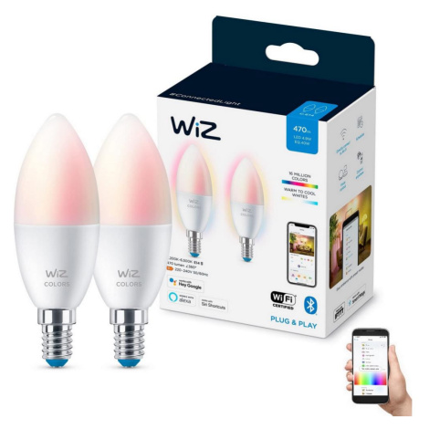 WiZ SADA 2x LED RGBW Stmívatelná žárovka C37 E14/4,9W/230V 2200-6500K Wi-Fi - WiZ