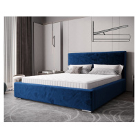 Nadčasová čalouněná postel v minimalistickém designu v modré barvě 180 x 200 cm bez úložného pro