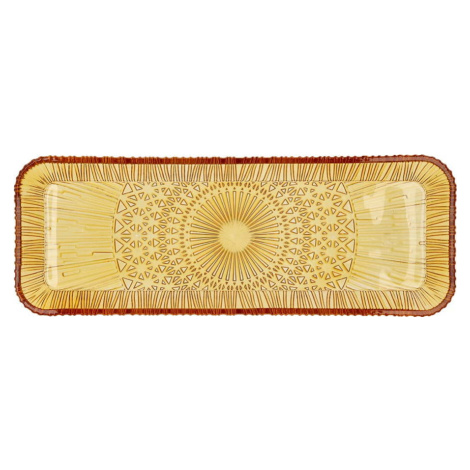 Oranžový skleněný servírovací talíř 14x38 cm Kusintha – Bitz