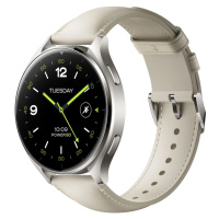 Hodinky Xiaomi Watch 2 Titan Gray GPS, NFC Google Pay kožený pásek bílý