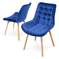 MIADOMODO Sada prošívaných jídelních židlí, modrá 2 ks