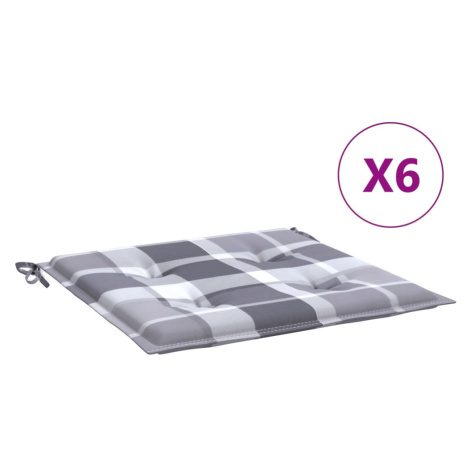 vidaXL Podušky na zahradní židli 6 ks šedé kárované 50x50x3 cm oxford