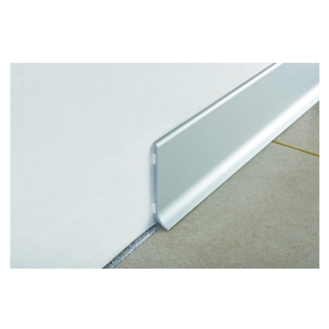 Lišta soklová Progress Profile stříbrná mat, hliník, délka 200 cm, výška hrany 60 mm, BTAA60