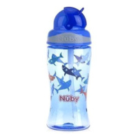 NUBY Netekoucí se sklápěcím brčkem 360 ml modrá