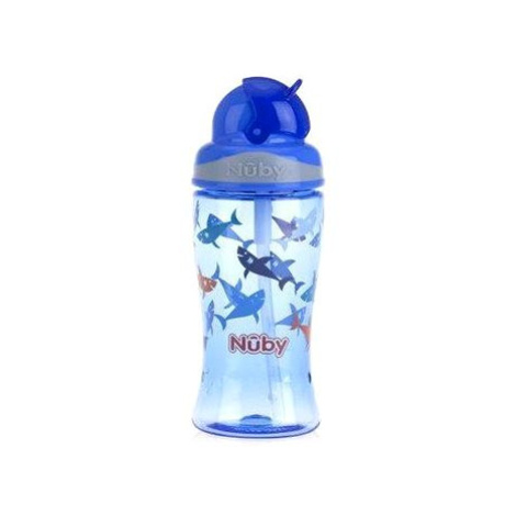 NUBY Netekoucí se sklápěcím brčkem 360 ml modrá