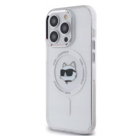 Pouzdro Karl Lagerfeld pro iPhone 13 Pro 6.1 bílé IML Metal Choupette Head