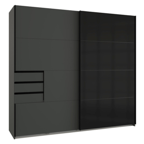 Šatní skříň SHANIA II grafitová/černé sklo