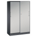 C+P Skříň s posuvnými dveřmi ASISTO, výška 1617 mm, šířka 1000 mm, černošedá/bílý hliník