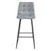 Set tří barových židlí ARCETO sametové stříbrné (černé nohy) 3 ks