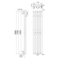 SAPHO PILON otopné těleso 270x1800, se čtyřmi háčky pro ručník, černá mat IZ122T