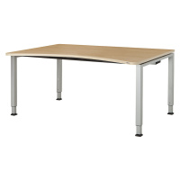mauser Designový stůl s přestavováním výšky, šířka 1600 mm, deska s javorovým dekorem, podstavec
