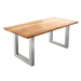 DELIFE Jídelní stůl Edge 180 × 90 cm přírodní akácie nerezová ocel široká