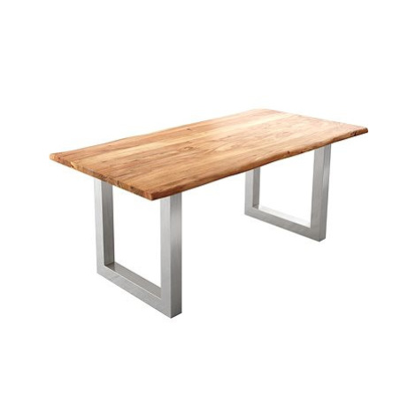 DELIFE Jídelní stůl Edge 180 × 90 cm přírodní akácie nerezová ocel široká