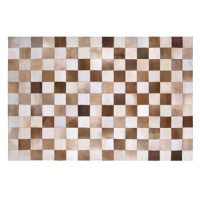 Kožený koberec hnědý s béžovou 140 x 200 cm SOLMAZ, 182102