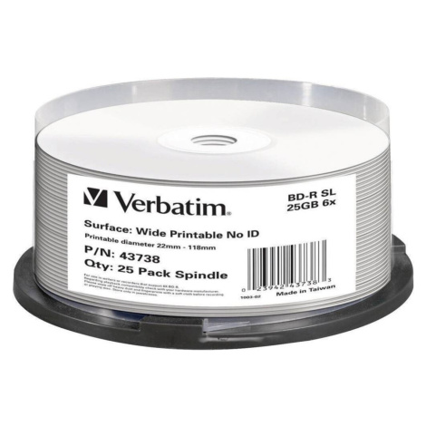 VERBATIM BD-R(25 ks) Blu-Ray/spindle/6x/25GB/Printable/No ID