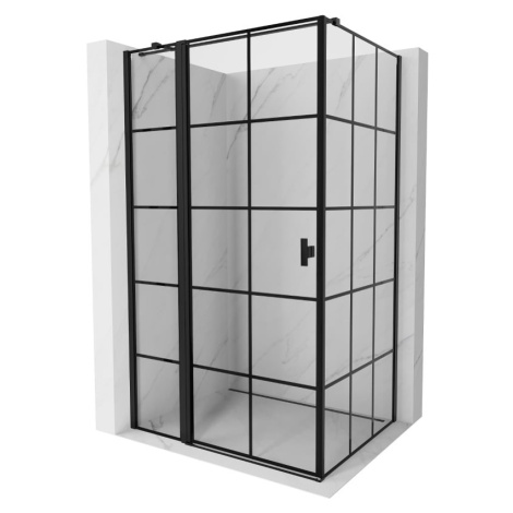 MEXEN/S Mist T sprchový kout dveře křídlové levá 120 x 100, černá dekor, černá 8A4T-120-100-70-7