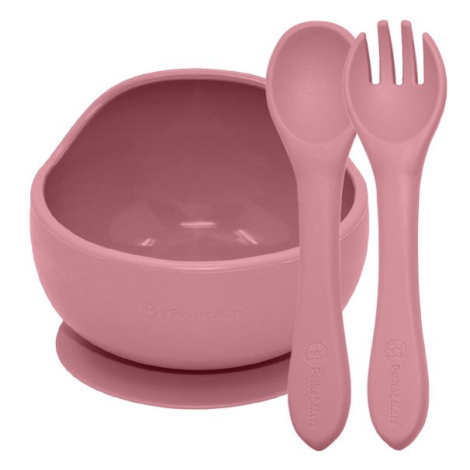 Petite&Mars Set jídelní silikonový Take&Match 2ks miska + příbor 6m+ - Dusty Rose
