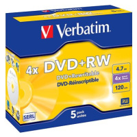 VERBATIM DVD+RW SERL 4,7GB, 4x, jewel case 5 ks