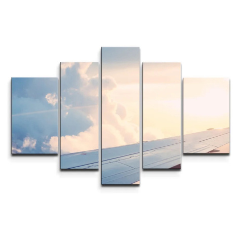 Obraz - 5-dílný Křídlo letadla - 125x90 cm