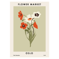 Ilustrace Flower Market Oslo, NKTN, 30 × 40 cm