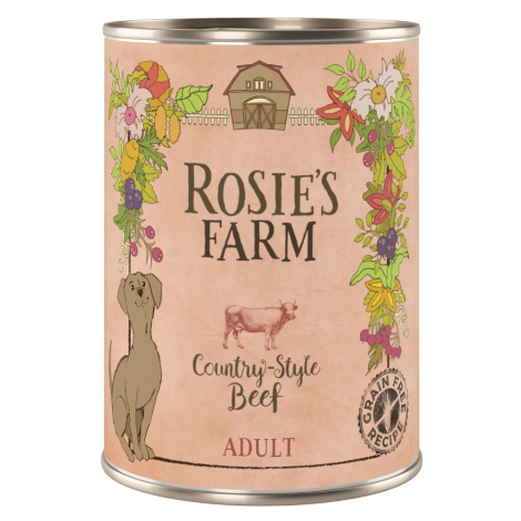 Výhodné balení Rosie's Farm Adult 24 x 400 g - Hovězí