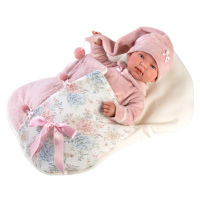 LLORENS - 84450 NEW BORN - realistická panenka miminko se zvukem a měkkým látkovým tělem 44cm