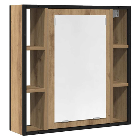 vidaXL Koupelnová zrcadlová skříňka Řemeslnický dub Dřevěná konstrukce